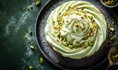 Poster - Whipped Pistachio Cream Swirl with Nuts, Pistachio Cream, Generative AI