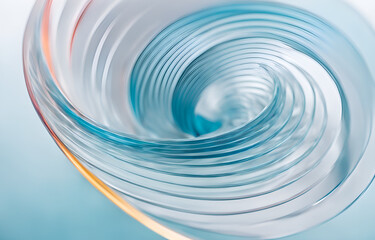 lose up of colorful glass spiral, motion blur, light blue background, high key color grading, soft shadows, clean sharp focus, paco rabbane Aesthetics 