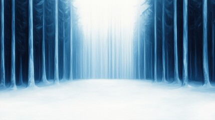 Poster - A snow covered path in a forest with tall trees, AI