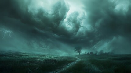 A Lonely Path Under a Stormy Sky