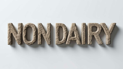 Wall Mural - Non Dairy word made of stone material lettering on plain white background