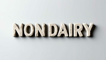 Wall Mural - Non Dairy word made of stone material lettering on plain white background