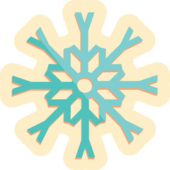 Poster - Turquoise snowflake casting a cool shadow on a pale yellow background