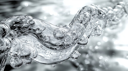 Canvas Print - Close-up of water with bubbles flowing and shimmering.