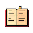 © Anditya Creative - Open book with mark learning icon, Outline symbol icon. Editable vector stroke.