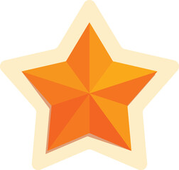 Poster - Big orange star shining brightly with drop shadow on white