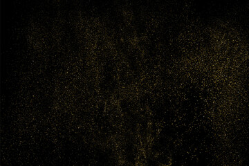 Wall Mural - Gold Glitter Texture Isolated on Black Background. Golden stardust. Amber Particles Color. Golden Rain. Vector Illustration, Eps 10.