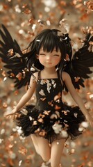 Sticker - A doll with black wings and a black dress