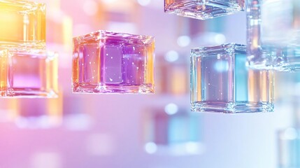 Poster - Abstract floating cubes in vibrant colors create a mesmerizing visual effect, enhancing any modern design or creative project.