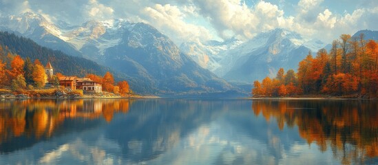 Wall Mural - Autumn Reflections in the Mountains