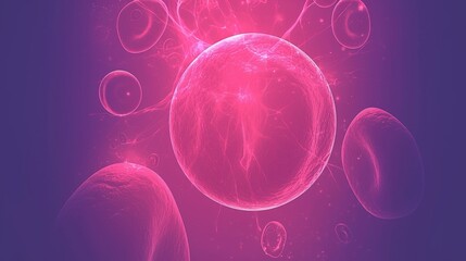 Wall Mural - Abstract Pink and Purple Sphere and Circles with Glowing Effects