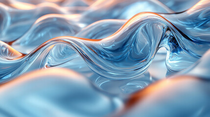 Canvas Print - Abstract blue and orange liquid waves.