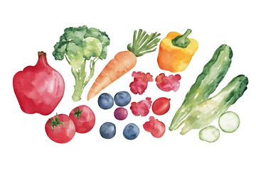 Sticker - Watercolor vegetables set isolated on white background. Vegetarian diet food