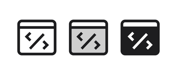 Poster - code icon. web development or programming symbol in three styles. vector illustration.