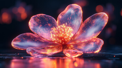 Wall Mural - Close up of a glowing, translucent flower.