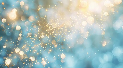 Golden sparkle particles with glowing light bokeh on a dark navy background, perfect for holiday designs, festive celebrations, and elegant Christmas visuals.