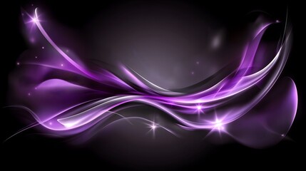 Wall Mural - Purple Abstract Background with Glowing Waves and Stars