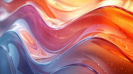 Wall Mural - Abstract liquid background with colors of orange, red and blue.