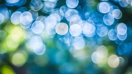 Abstract Blue Green Bokeh Background with Blurred Circles
