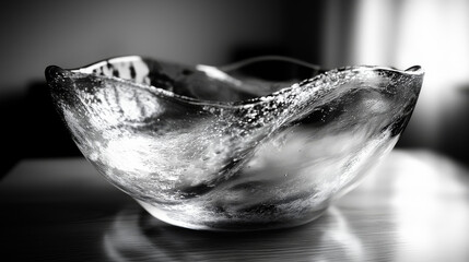 Wall Mural - A close-up of a glass bowl with a unique, wavy design.