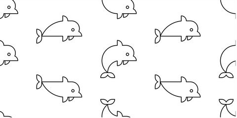 Wall Mural - Seamless pattern with Dolphin. isolated on white background