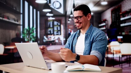 Poster - Excited Business Analyst Using Laptop Computer