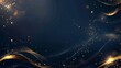 © Ameer - Elegant abstract background with dark blue and gold particles, Christmas golden light bokeh on navy blue, gold foil texture for holiday themes