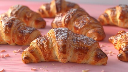 Fresh France plane croissant on bakery restaurant , Homemade croissants on cafe.Dessert breakfast in France, generated AI