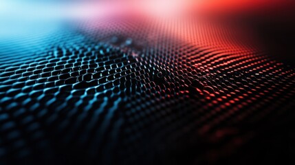 Canvas Print - Abstract representation of a textured surface with blue and red lighting effects.