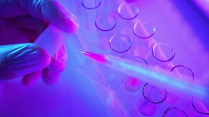 Wall Mural - innovative chemical analysis in neon lit laboratory using advanced equipment