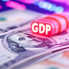 Poster - Macro view of dollar bills, intricate details of currency, highlighting stock market themes, financial dynamics, economic significance.