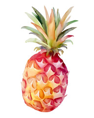 Wall Mural - Hand drawn watercolor pineapple isolated on white background