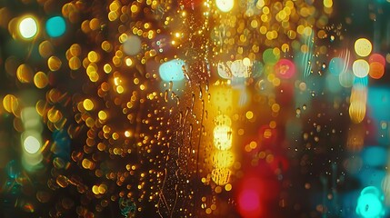 Wall Mural - elegant abstract gold bokeh lights on a dark black background, creating a luxurious and shimmering e