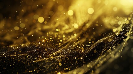 Wall Mural - elegant abstract gold bokeh lights on a dark black background, creating a luxurious and shimmering e