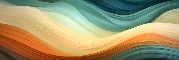 Poster - Beige and Blue Abstract Layered Background, Geometric Texture Pattern, Soft Tone Colors