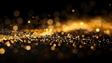 Wall Mural - elegant abstract gold bokeh lights on a dark black background, creating a luxurious and shimmering e