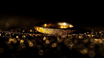 Wall Mural - elegant abstract gold bokeh lights on a dark black background, creating a luxurious and shimmering e