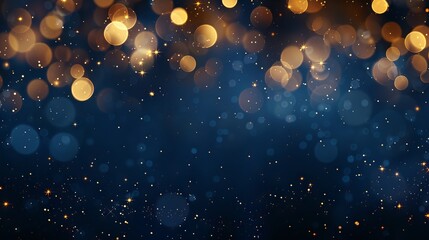 Wall Mural - enchanting abstract bokeh light effects sparkling on a navy blue background