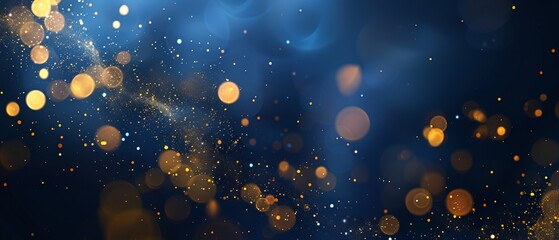 Wall Mural - enchanting abstract bokeh light effects sparkling on a navy blue background