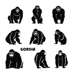 Wall Mural - Gorilla VECTOR ICON SILHOUETTE