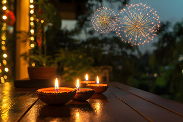 Wall Mural - diwali lamps