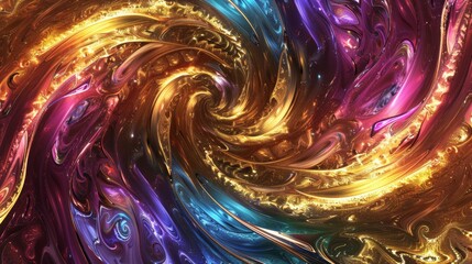 Poster - Photo of a shiny metallic patterned background with bright colors.
