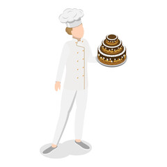 3D Isometric Flat  Illustration of Professional Baker. Item 3