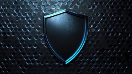 Wall Mural - a sleek, modern shield design on a textured metallic background.