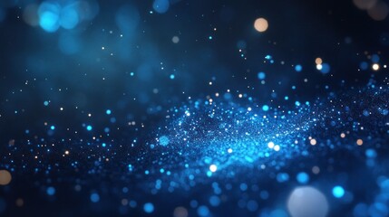 Wall Mural - A mesmerizing blue bokeh background with shimmering particles, ideal for digital design.