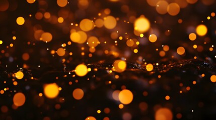 Poster - A Dazzling Display of Orange Lights Glimmering in a Dark, Enigmatic Atmosphere of Wonder