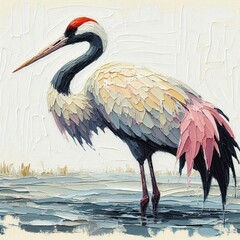 oil painting of a crane