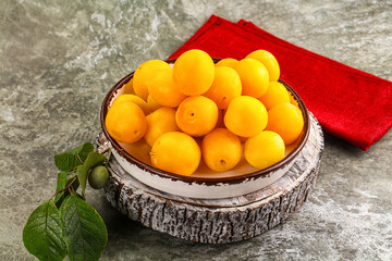 Ripe sweet juicy yellow plum