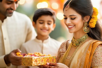 Canvas Print - Happy indian family celebrating diwali festival