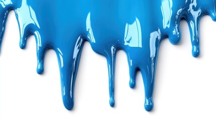 Wall Mural - a vibrant blue paint drip effect on a white background, showcasing fluidity and color.